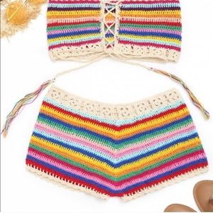 Rainbow crotchet two piece set